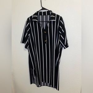 Striped black and white collared dress